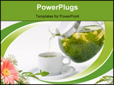 PowerPoint Template - A Cup with mint tea and teapot