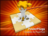 PowerPoint Template - Man with missing piece of puzzle. 3d rendered illustration
