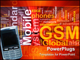 PowerPoint Template - Word cloud concept illustration of phone GSM glowing light effect