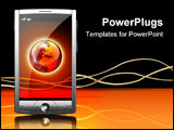 PowerPoint Template - d illustration of a simple touch screen mobile phone showing a globe in a transparent window over t