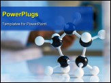 PowerPoint Template - close up of molecular model with scientist in the background