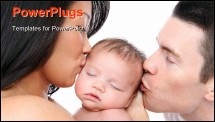 PowerPoint Template - A mom and dad parent kissing their young baby