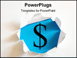 PowerPoint Template - money hole in white paper with blue background