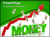 PowerPoint Template - Money and increasing graph. Isolated on white 3D concept.