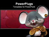 PowerPoint Template - Little mouse with many money on white background