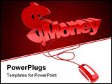 PowerPoint Template - Red and white 3D illustration of the word money connected to a computer mouse