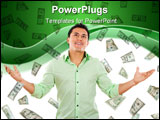 PowerPoint Template - Stock image of money falling around young man