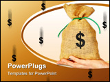 PowerPoint Template - Hand with money bag isolated on white background