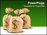 PowerPoint Template - Money Bags with Dollar symbol isolated on white.