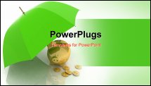 PowerPoint Template - Umbrella and piggy-bank. conception of defence of financial accumulations