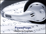 PowerPoint Template - headphone in music notes