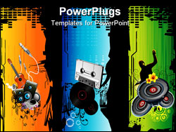 PowerPoint Template - music vector illustration composition over a red background