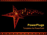 PowerPoint Template - Neon star with music notes isolated on black