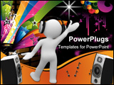 PowerPoint Template - 3d human dance with headphone and speakers