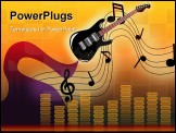 PowerPoint Template - illustration of a fairy play guitar shows stave