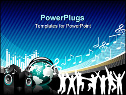 PowerPoint Template - music illustration with speaker and globe on blue background