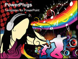 PowerPoint Template - Girl listen to music (background wallpaper flyer...)