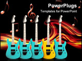 PowerPoint Template - color contrast. yellow guitar in a middle of blue