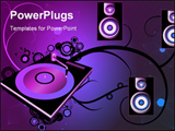 PowerPoint Template - Retro vector with grunge background and a dj mix turntable.