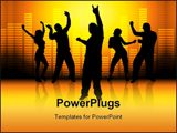 PowerPoint Template - Group of people dancing with graphic equalizer.