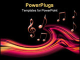 PowerPoint Template - Musical background with an orange wave and music notes