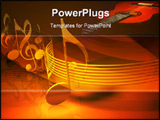 PowerPoint Template - d illustration of a series of metallic musical notes arranged along a path on a red and gold reflec