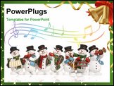 PowerPoint Template - snowmen playing music instruments isolated over white