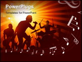 PowerPoint Template - A band playing to a crowd of fans...vector illustration.