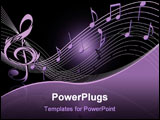 PowerPoint Template - Vector illustration of violet treble clef on the black