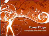 PowerPoint Template - Music background with the notes and the flowers. vector illustration