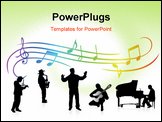 PowerPoint Template - Musical theme on white background. Rainbow colours
