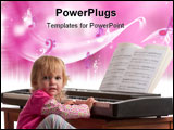 PowerPoint Template - A young girl in a dress sits at an electronic piano keyboard.