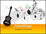 PowerPoint Template - Music notes with guitar player for design use, vector illustration