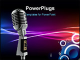 PowerPoint Template - 3d illustration of music equipment silver microphone