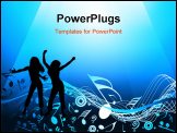 PowerPoint Template - A Blue abstract background with music notes