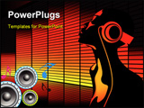 PowerPoint Template - Abstract vector of woman listening to music with equalizer in the background