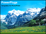 PowerPoint Template - snowy mountain with flower vally