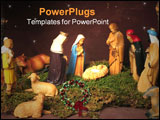 PowerPoint Template - nativity scene in manger with three wise men