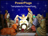 PowerPoint Template - Nativity scene with blue starry sky background