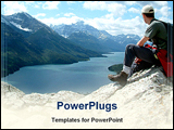 PowerPoint Template - man sitting on top of mountain