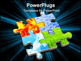 PowerPoint Template - Puzzle with four elements of nature. Object over white