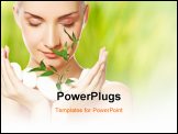 PowerPoint Template - Beautiful young woman holding plant growing up through stones
