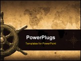 PowerPoint Template - steering wheel with a navigator and lighthouse