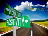 PowerPoint Template - A green two-way street sign pointing to Positivity vs Negativity