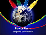 PowerPoint Template - Connected world - Colored Network Cables wired to the Earth Globe.