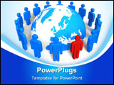 PowerPoint Template - Social network concept: group of human figures around the Earth globe