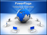 PowerPoint Template - Conceptual computers network connected at world 3d render