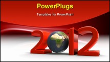 PowerPoint Template - 3d illustartion of our planet in the new year 2012 on a white background