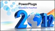 PowerPoint Template - Creative 2012 New Year concept with blue Earth globe on white reflective background