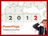 PowerPoint Template - 2012 New Year sing on puzzle on white